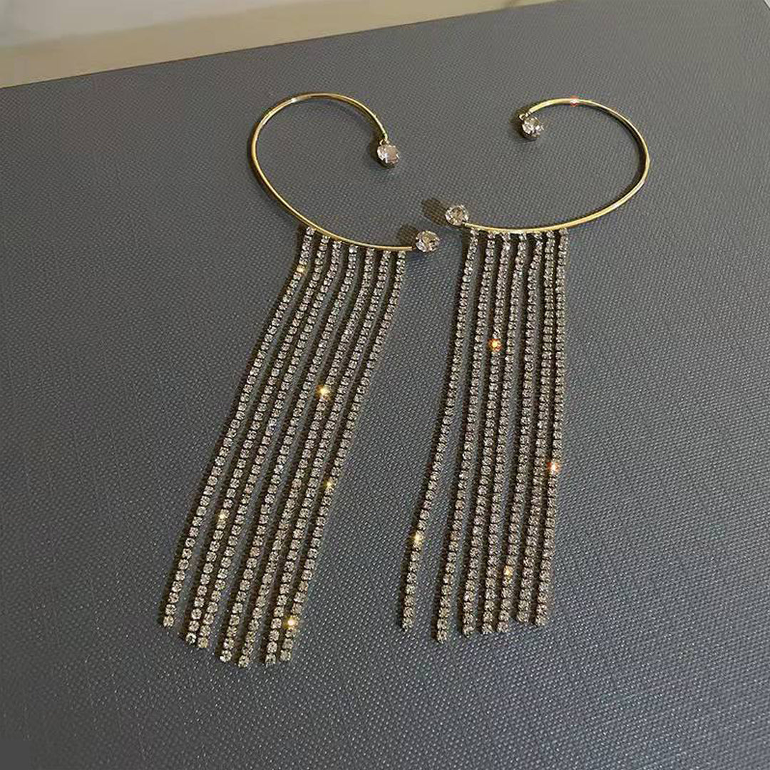 Fashionable Designer Tassel Ear Cuff Korean Earring Set