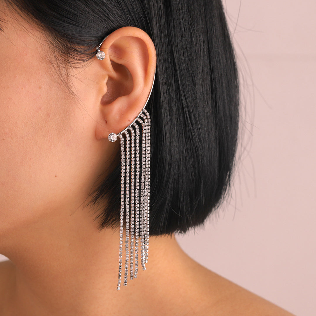 Fashionable Designer Tassel Ear Cuff Korean Earring Set